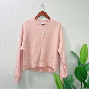 Hollister Co. floral embroidered blush pink sweatshirt